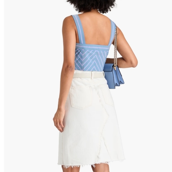 Veronica Beard Milton cropped striped poplin top - Picture 2 of 7